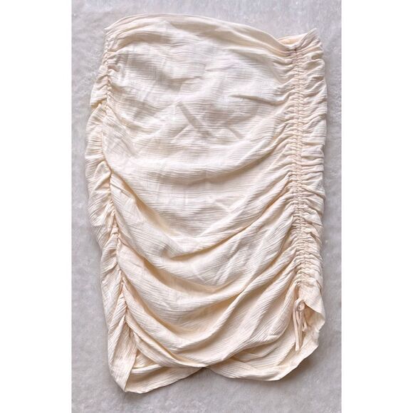 NWT Zara Draped Ruched High Waisted Mini Skirt in Ecru/Cream, Size Small - Picture 13 of 16